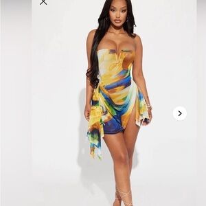 Multicolor Strapless Dress